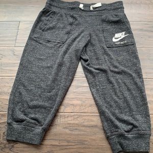 nike- black with grey specs, capris joggers
